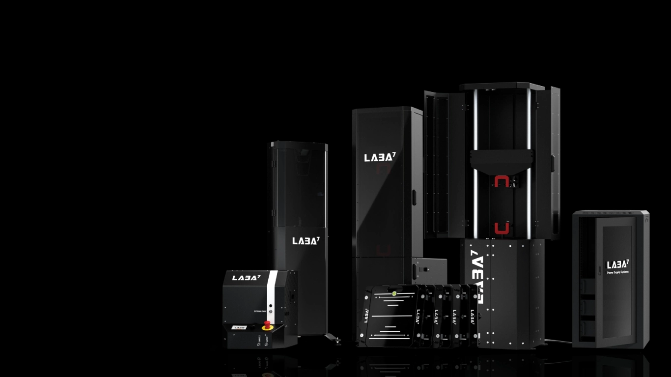 LABA7 damper dynamometer lineup in the test lab